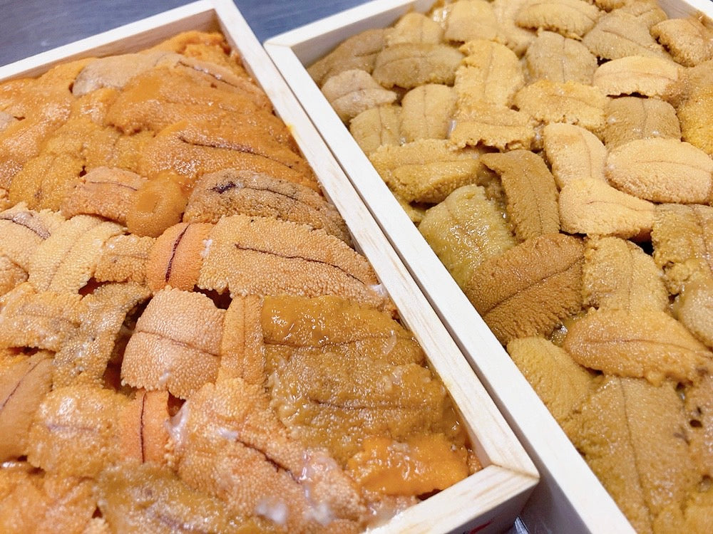 【お得!】紅白うに食べ比べセット『ムラサキウニばらA』&『バフンウニばらB』弁当箱・各約250g・冷蔵