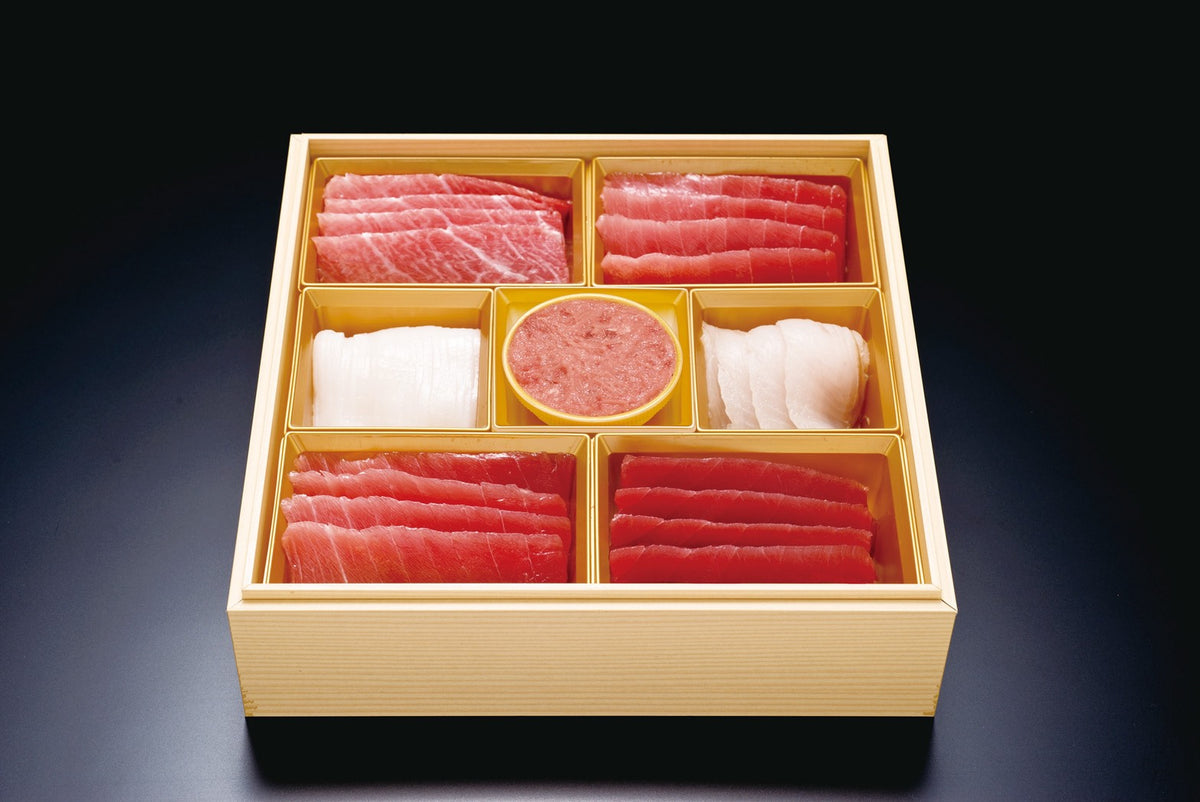 【年末限定海鮮おせち】築地ホクエイ『天然本まぐろ 刺身重』一段 全6品 7寸 ※12/29〜31着・冷凍