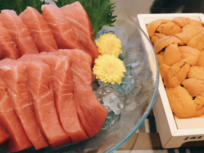 【豊洲市場直送】高級生ばふんうに×生本鮪中トロ