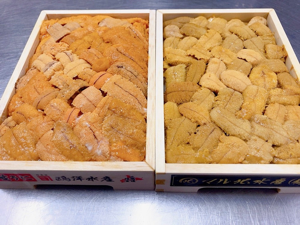 【お得！】紅白うに食べ比べセット『ムラサキウニばらA』&『バフンウニばらB』弁当箱・各約250g・冷蔵